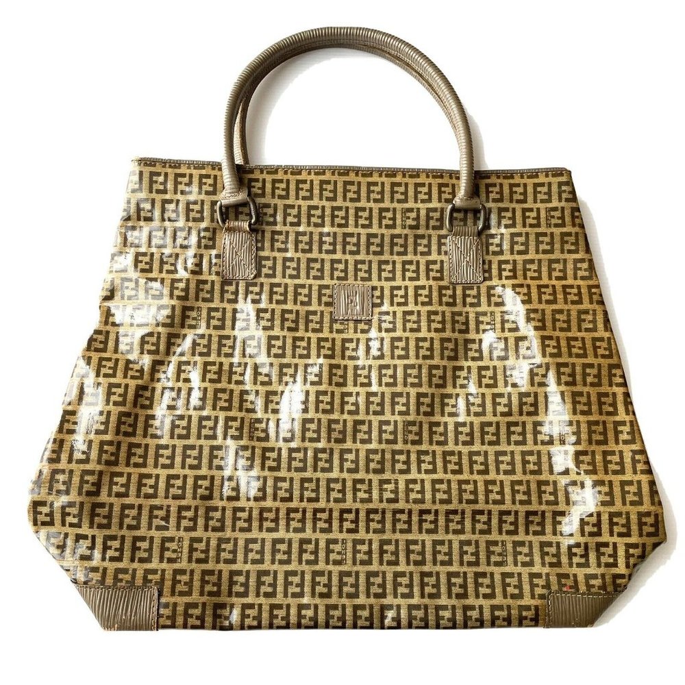 Fendi Zucchino Monogaram Logos Vintage Travel Tote